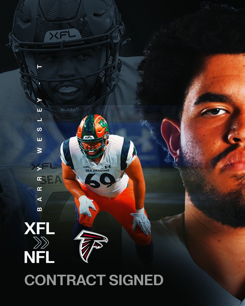 🚨 <a href="/XFLSeaDragons/">Seattle Sea Dragons</a> OL Barry Wesley has signed his NFL contract with the <a href="/AtlantaFalcons/">Atlanta Falcons</a> 

#XFLtoNFL | #XFL2023
