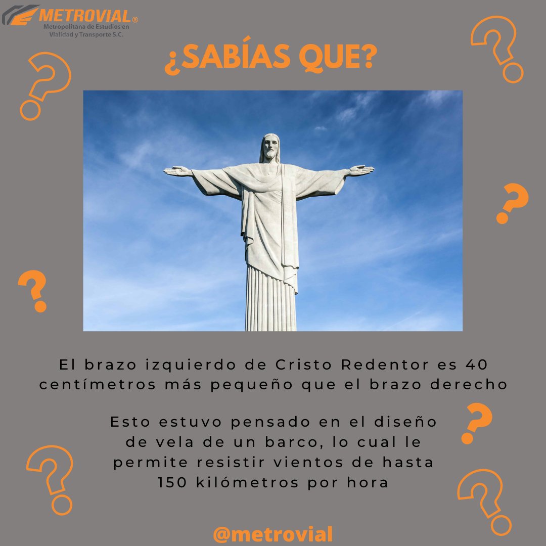 Metrovial_'s tweet photo. ¿Sabías qué? Cristo Redentor
#SabiasQue #interesante #datosimportantes #datoscuriosos #datosquenosabias #datoshistóricos #arquitecto #ingeniería https://t.co/ElYp5zMwmw