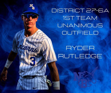 Congratulations to Ryder Rutledge @RyderRutledge7 and his family for his selection to the 27-6A 1st Team Outfield! Unanimous!!

Great on and off the field!!!