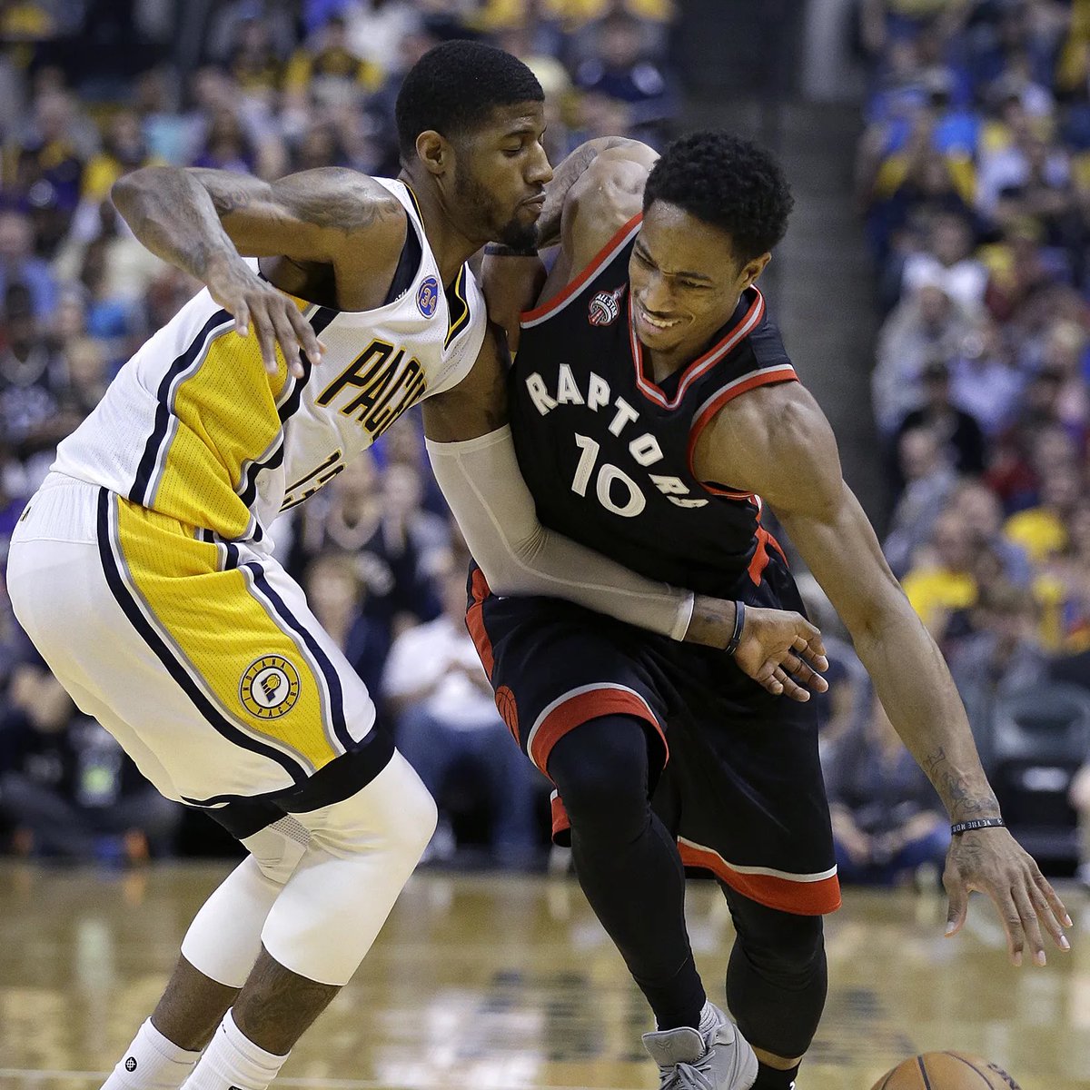 DeRozan: 'LeBron shot the one legged floater and made it. That was the end of my time in Toronto.'

Paul George: 'That was my last time in Indy. He got me up outta there too. They swept us. 4-0.'

DeMar: 'We got swept too. S-t.'

(via @PodcastPShow, h/t @ClutchPointsApp)