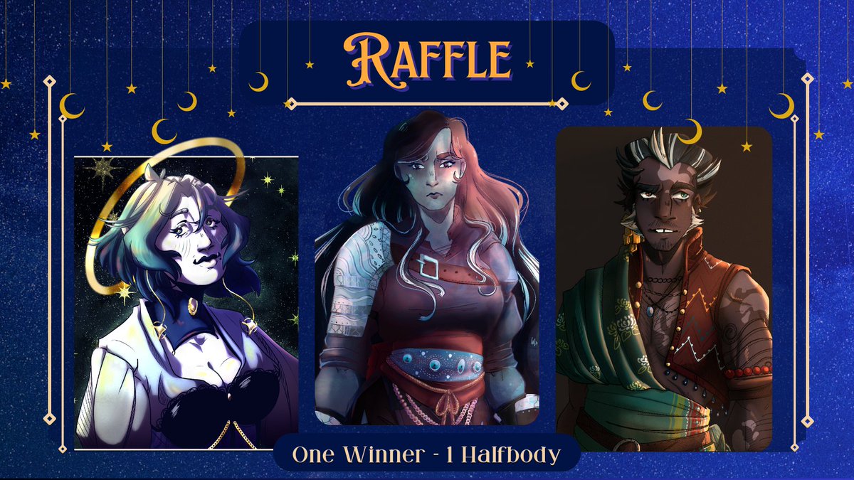 ∘₊✧─ Halfbody Raffle! ─✧₊∘

As a major thanks for 100 followers, 1 winner will get a halfbody of their character!!

To enter:
✧follow
✦like &amp; rt
✧comment your png below!

Raffle ends May 22 ✧˖*°࿐

#Vtubers #ENVtubers #artraffle