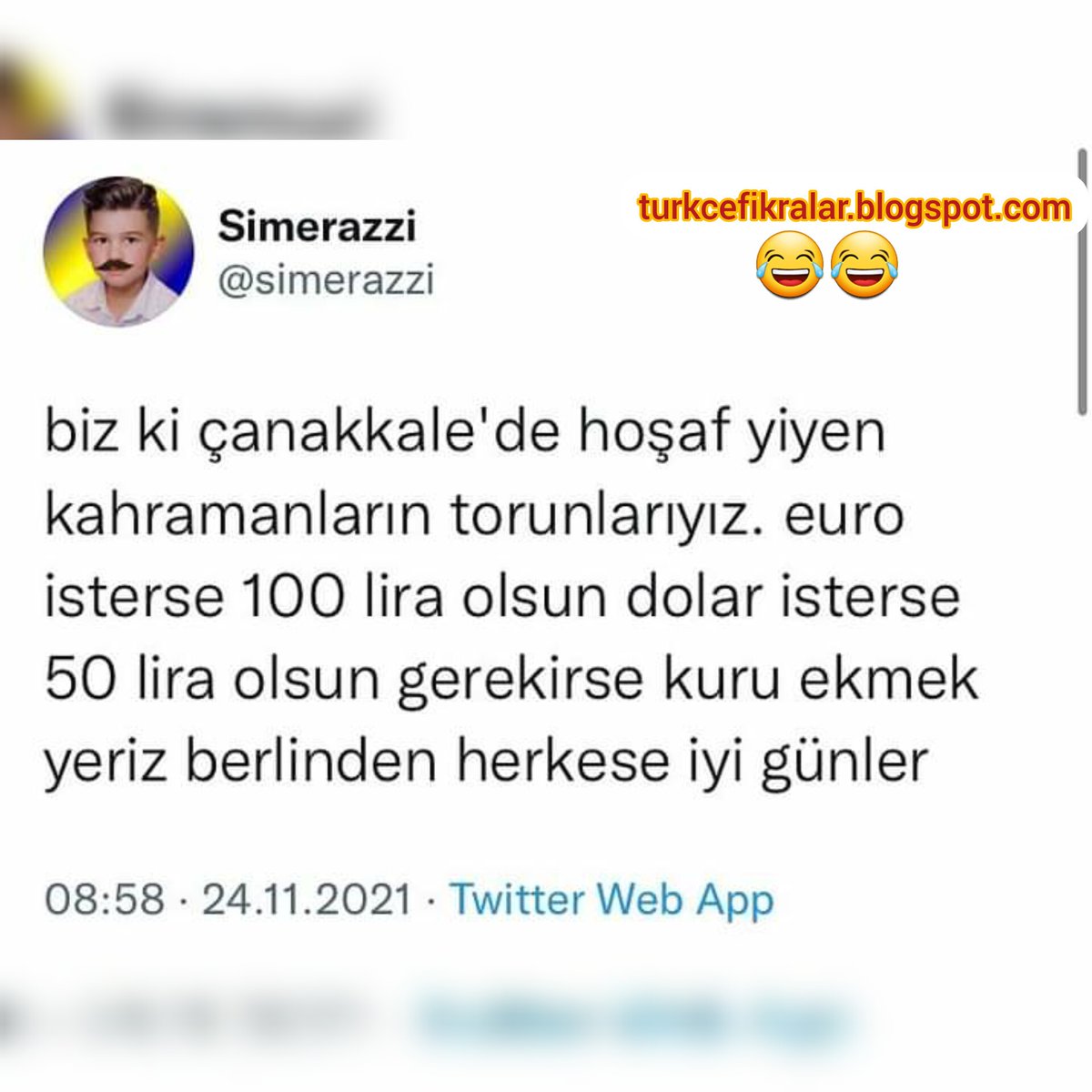 😁😂😀
#turkcefikralar
turkcefikralar.blogspot.com
INSTAGRAM: @turkcefikralar 
.
#euro #dolar #kuruekmek #hoşaf #çanakkale #berlin #komik #komedi