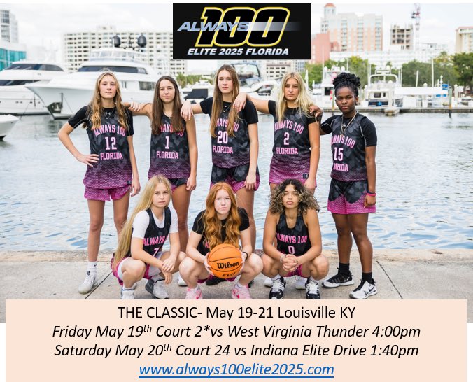 Coach G Farley (@coachgfarley) on Twitter photo <a href="/Ohio_Basketball/">OhioBasketball.com</a> THE CLASSIC Always 100 Elite 2025 Florida schedule. Top Pool and Great Competition. Coaches, See you on the court! <a href="/vjhAlways100/">Always 100</a> @CoachKCorwin <a href="/PGHFlorida/">Prep Girls Hoops Florida</a> <a href="/JrAllStarFla/">Florida Jr. All-Star GBB</a> <a href="/WholeyPrepHoops/">Michael Wholey - Prep Girls Hoops Florida</a> <a href="/RossVDG14/">Ross Van De Griek</a> <a href="/Always100_TMH/">Always 100 Basketball</a> <a href="/Ohio_Basketball/">OhioBasketball.com</a> THE CLASSIC Always 100 Elite 2025 Florida schedule. Top Pool and Great Competition. Coaches, See you on the court! <a href="/vjhAlways100/">Always 100</a> @CoachKCorwin <a href="/PGHFlorida/">Prep Girls Hoops Florida</a> <a href="/JrAllStarFla/">Florida Jr. All-Star GBB</a> <a href="/WholeyPrepHoops/">Michael Wholey - Prep Girls Hoops Florida</a> <a href="/RossVDG14/">Ross Van De Griek</a> <a href="/Always100_TMH/">Always 100 Basketball</a>