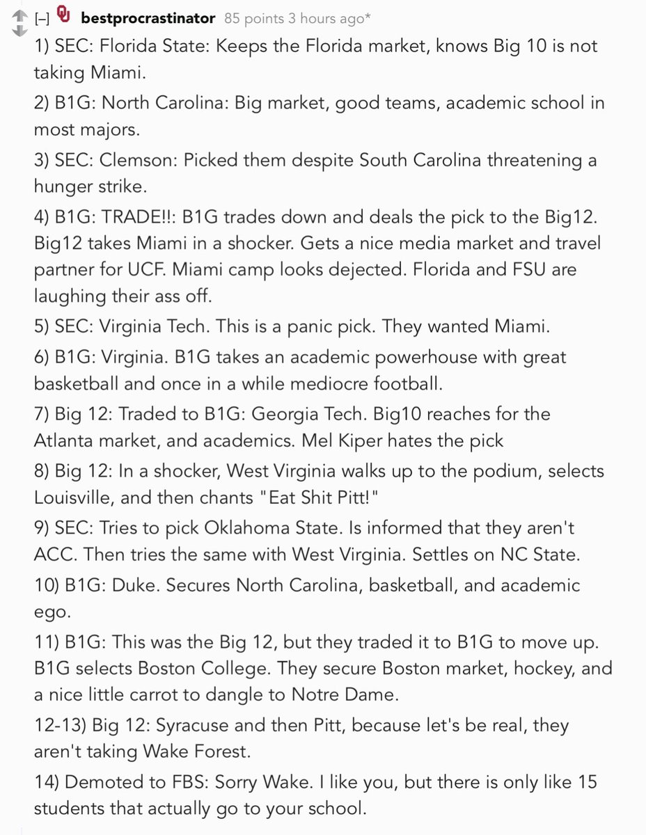 RedditCFB's tweet photo. A reader asked what an ACC Draft would look like if the conference blows up. Here’s one answer! https://t.co/B1Oa6Fp9v2