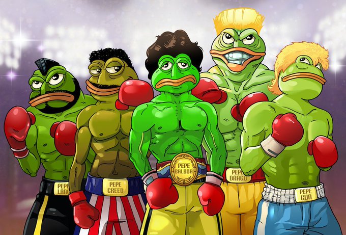 PEPES0UP's tweet photo. @pepecoineth ROCKY
#PEPEMOVIE 📽️🎬💚⚙️🐸
$pepe #Batman #pepeislove #PEPEARMY
#ROCKY @TheSlyStallone #ivandrago #tomygun #apollocreed #Creed #baracus @TheSlyStallone #PEPEUSDT https://t.co/DpGLXKD3H4