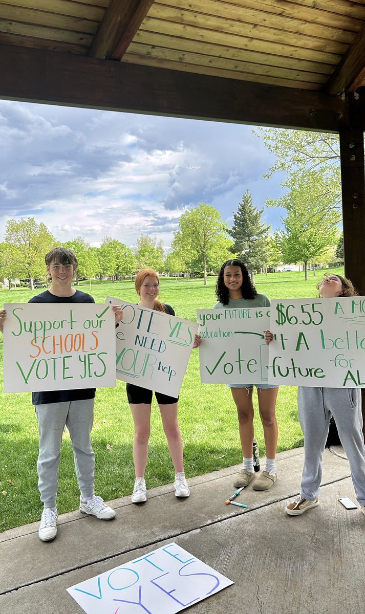 bettertmrwidaho's tweet photo. Thanks to all the incredible students who showed out today! The future of this state is bright! Vote YES for their future tomorrow! #cdaschools #idpol #voteyes https://t.co/e1N97rr4bh