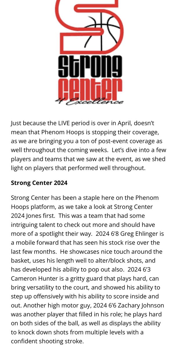 Thank you <a href="/POBScout/">Patrick O'Brien</a> and <a href="/Phenom_Hoops/">Phenom Hoop Report</a> for the write up on a couple of our talented young men at Strong Center 2024 Jones!

Greg Ehlinger <a href="/GregEhlinger/">Greg</a> <a href="/PChoopcoach/">Shawan Robinson</a> 

Cameron Hunter <a href="/Cameron102505/">Cameron Hunter</a> <a href="/PChoopcoach/">Shawan Robinson</a>