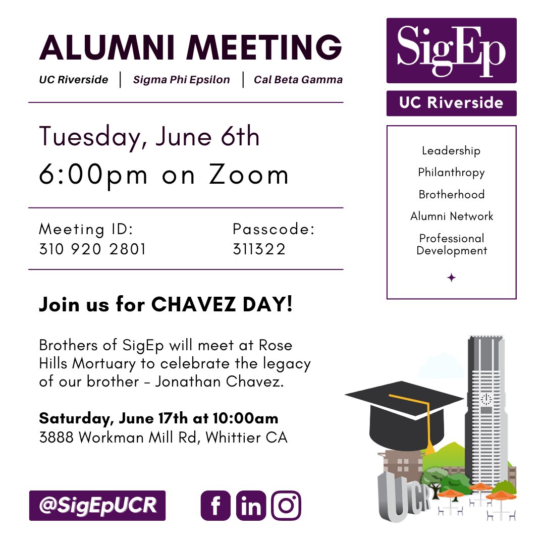 CommisoRealty's tweet image. ATTN: SigEp Alumni 🟣🔴
Next meeting is on TUE 6/6

We proudly represent @officialsigep 

#SigEpUCR #SigmaPhiEpsilon #UCRiverside #SigEp #UCR