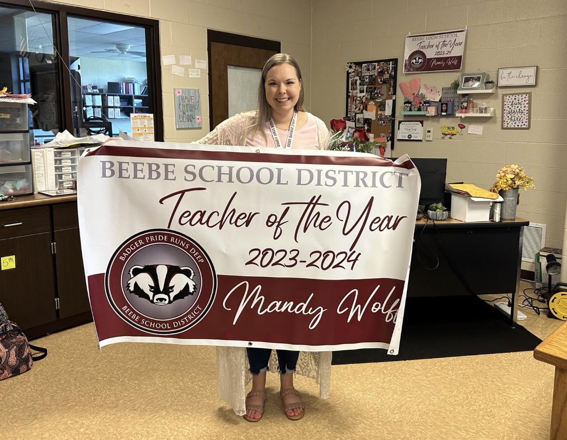 Congratulations to our Beebe School District Teacher of the Year, Mrs. Mandy Wolff! ❤️ We couldn’t be more proud! #BPRD