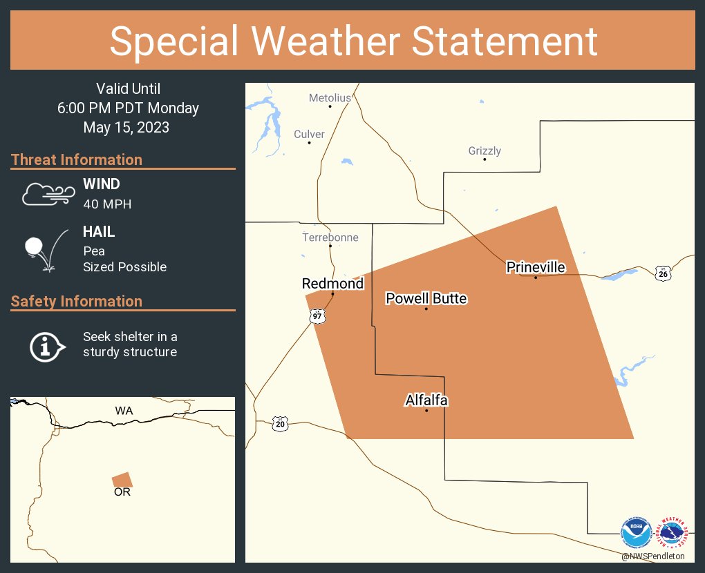 NWS Pendleton on Twitter "A special weather statement has been issued for Redmond OR