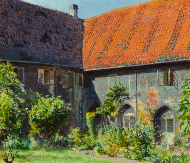 Eli_CottierFab's tweet photo. #DanishPainters #GeorgSophusSELIGMANN (1866-1924), "Fra #Karmeliterklostret i #Helsingør" Olie på lærred. Sign. og dateret: 'G. Seligmann (18)98'. 50 x 58cm ; showing at Lauritz's, #Herlev, #DK, till #19May2023. https://t.co/IFNyxKr2eu