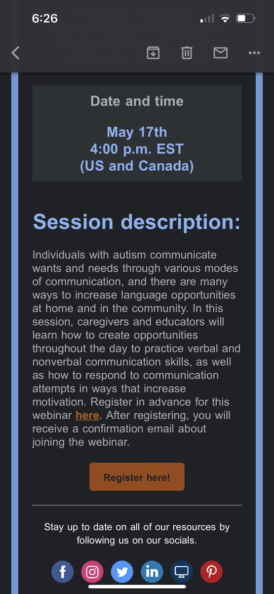 Workshop Descriptions | STAR Autism Support buff.ly/2SREtcD

STAR offers free webinars all the time that are applicable to everyday teaching. There is one tomorrow at 2pm.