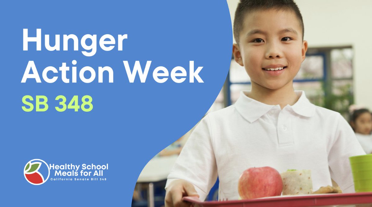 healthykids_ca's tweet photo. This #HungerActionWeek we're urging #CALeg to support @NancySkinnerCA's #SB348 which:
๐Expands access to meals on half days & over the summer
๐Establishes nutrition standards for school meals
๐Ensures kids have time to eat https://t.co/pjrHTFRyiN