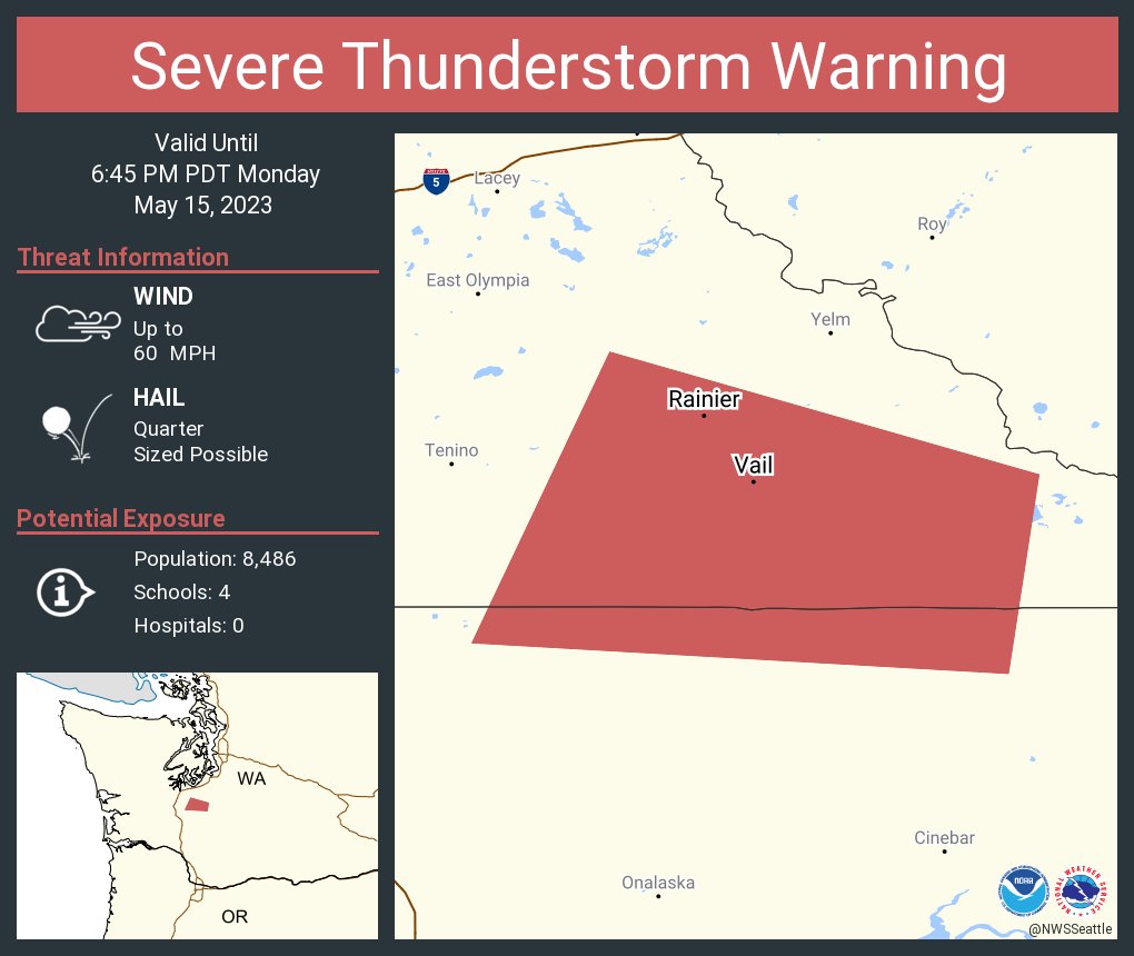 NWS Seattle on Twitter "Severe Thunderstorm Warning including Rainier