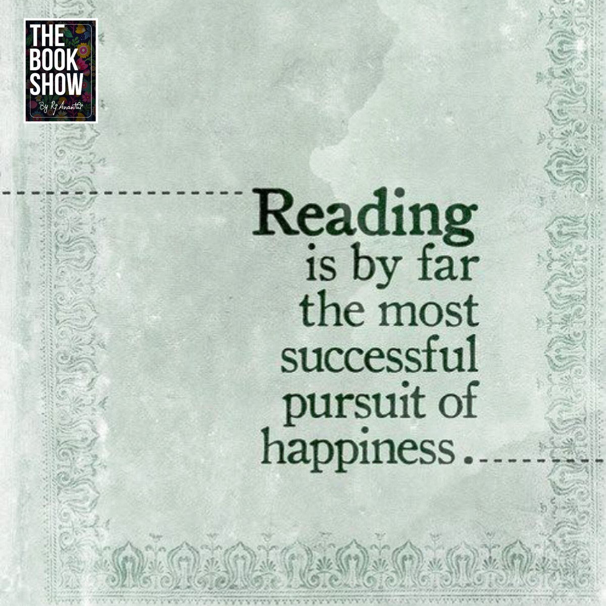 What's your pursuit of happiness 😊❤️

Comment below.

#TheBookShow #booksarethebest #LoveReading #Booklover #author #quotes #goodthoughts
#goodreads #goodvibesonly #bookrecommendations
#Bookfluencer #rjananthi
#bookreading #booktwitter