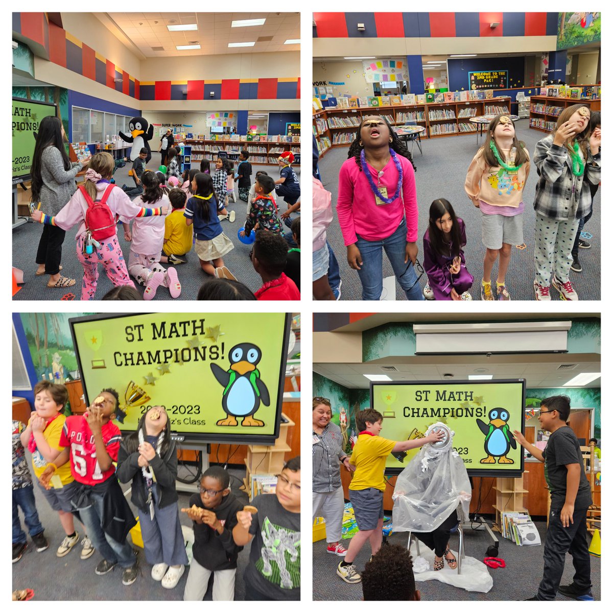Our students are the #STMATH #Champions  Even #jiji stopped by. @STMath #mathpuzzle #mathfun #learning #fungames #pieintheface #EDU #TEACHers #danceparty @PostmaPumas