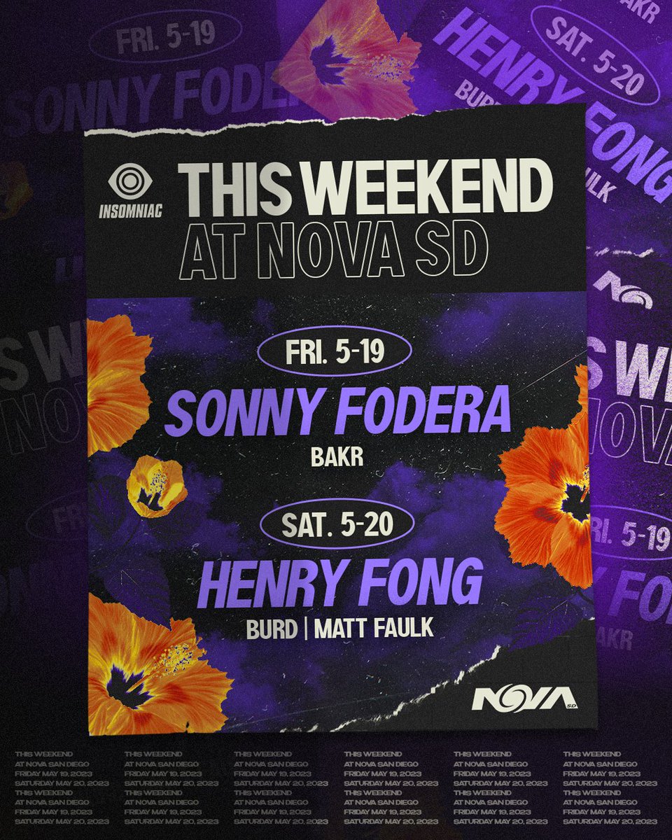 novasdclub's tweet photo. Never too early to make weekend plans 🗓🔥 → https://t.co/jTS9nBoptT

@sonnyfodera brings the UK house sounds alongside @officialbakr to kick off the weekend, and the party keeps going with @henryfong, Burd, &amp; Matt Faulk Saturday. 🎉 https://t.co/KH5BsK2bJw