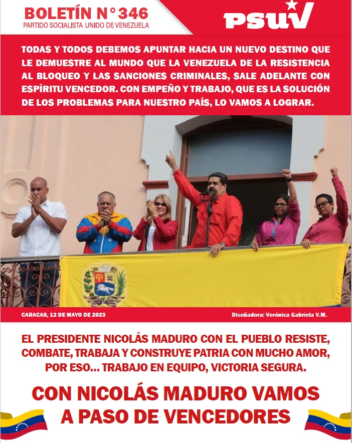 PSUV (@partidopsuv) on Twitter photo DESCARGUE |
Edición Nº 346 del Boletín Informativo del PSUV: El presidente <a href="/NicolasMaduro/">Nicolás Maduro</a> con el pueblo resiste, combate, trabaja y construye Patria con mucho amor.
Lea bit.ly/3pzRFIU
<a href="/dcabellor/">Diosdado Cabello R</a>
<a href="/FidelVasquzPSUV/">FIDEL E. VASQUEZ I.</a> DESCARGUE |
Edición Nº 346 del Boletín Informativo del PSUV: El presidente <a href="/NicolasMaduro/">Nicolás Maduro</a> con el pueblo resiste, combate, trabaja y construye Patria con mucho amor.
Lea bit.ly/3pzRFIU
<a href="/dcabellor/">Diosdado Cabello R</a>
<a href="/FidelVasquzPSUV/">FIDEL E. VASQUEZ I.</a>
