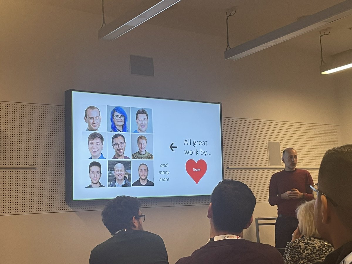 Carolin Brandt 🐳 (@laci_noire) on Twitter photo "Automatic for the people, by the machine and the people!"
<a href="/azaidman/">Andy Zaidman</a>'s Keynote <a href="/ASTConference/">ASTConference</a> today 😄
Stringing together lots of awesome work from <a href="/Inventitech/">Moritz Beller</a> <a href="/spanichella/">Sebastiano Panichella</a> Ermira <a href="/BdanglotDanglot/">Benjamin</a> <a href="/PDerakhshanfar/">Pouria Derakhshanfar</a> <a href="/deljouyi/">Amirhossein Deljouyi</a> Mark <a href="/mauricioaniche/">Maurício Aniche</a> and <a href="/barisardic_/">Baris Ardic</a> 🥳
#ICSE2023 "Automatic for the people, by the machine and the people!"
<a href="/azaidman/">Andy Zaidman</a>'s Keynote <a href="/ASTConference/">ASTConference</a> today 😄
Stringing together lots of awesome work from <a href="/Inventitech/">Moritz Beller</a> <a href="/spanichella/">Sebastiano Panichella</a> Ermira <a href="/BdanglotDanglot/">Benjamin</a> <a href="/PDerakhshanfar/">Pouria Derakhshanfar</a> <a href="/deljouyi/">Amirhossein Deljouyi</a> Mark <a href="/mauricioaniche/">Maurício Aniche</a> and <a href="/barisardic_/">Baris Ardic</a> 🥳
#ICSE2023