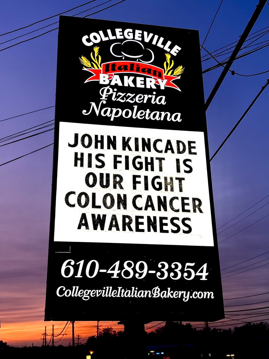 Colon cancer’s got nothing on you, @JohnKincade! Sending all our love, support and prayers as you recover from surgery. We’re with you! 💙

Colonoscopies help save lives! @975JKShow @975TheFanatic  

#coloncancerawareness #collegevilleitalianbakery #morethanabakery