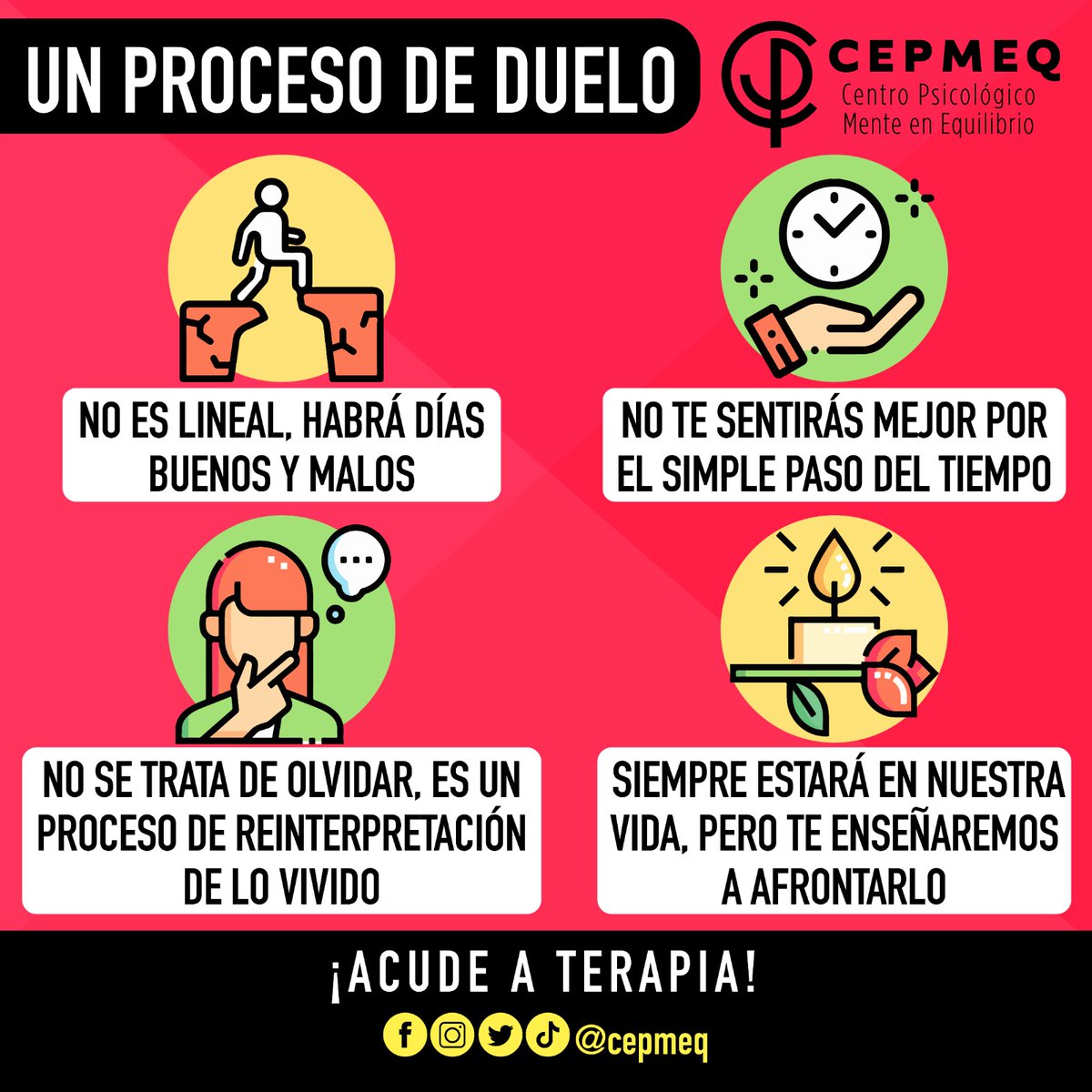 cepmeq's tweet photo. Aprender a soltar para poder sanar, en #CEPMEQ te podemos brindar este apoyo. Contáctanos y agenda una sesión #terapeutica al 5537258152 

#duelo #perdida #terapia #tanatologia #saludmental #mindfulness #depresion #ansiedad #selfcare #burnout #mentalhealth #pazmental #amor https://t.co/xzutwY5Ch1