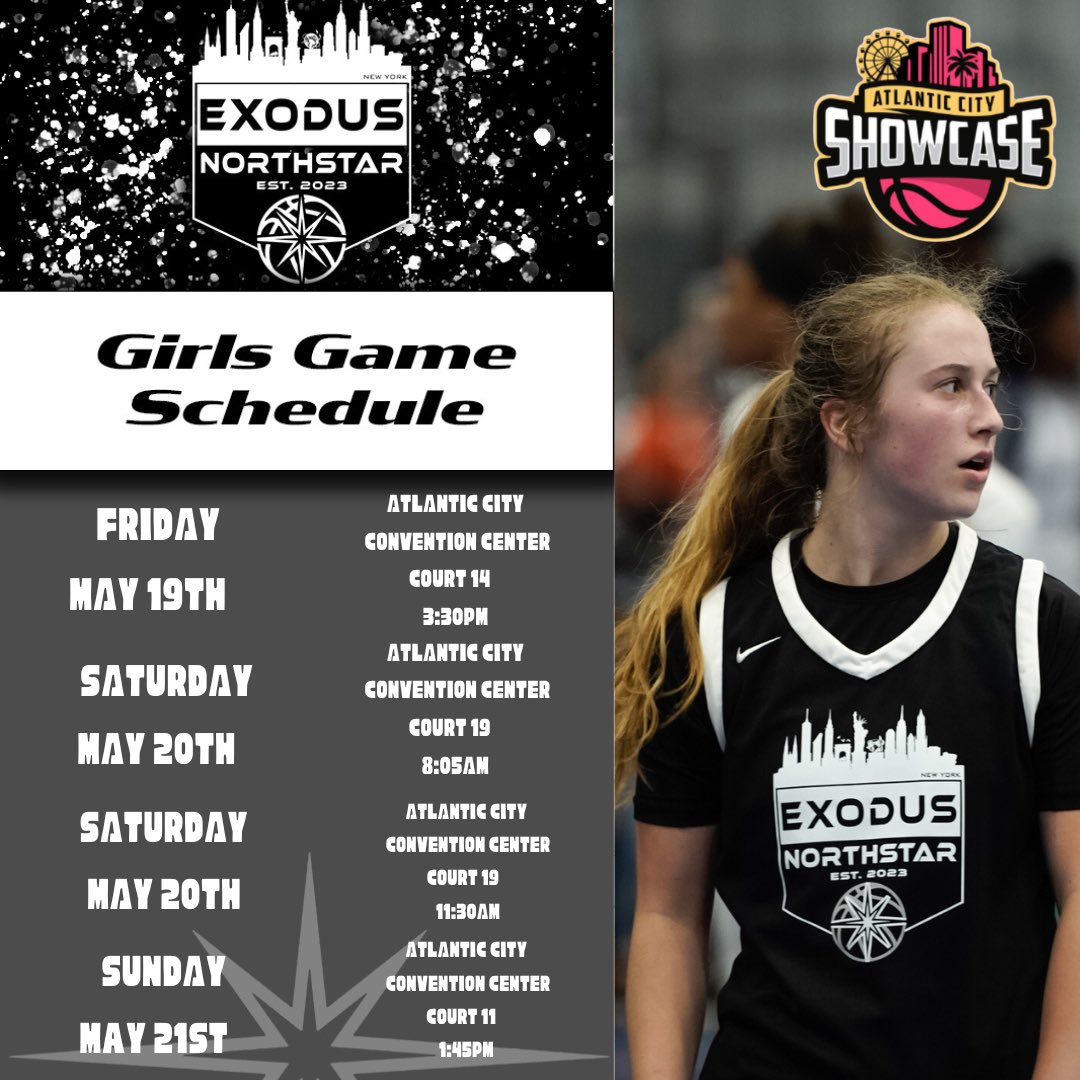 Varsity Girls Up Next ⏭️

🎟️ Atlantic City Showcase 

📍Atlantic City Convention Center 

<a href="/NSSports_NY/">NorthStar Sports ™️</a> <a href="/Exodushoops/">Exodus NYC</a> <a href="/SelectEventsBB/">Select Events Basketball</a>