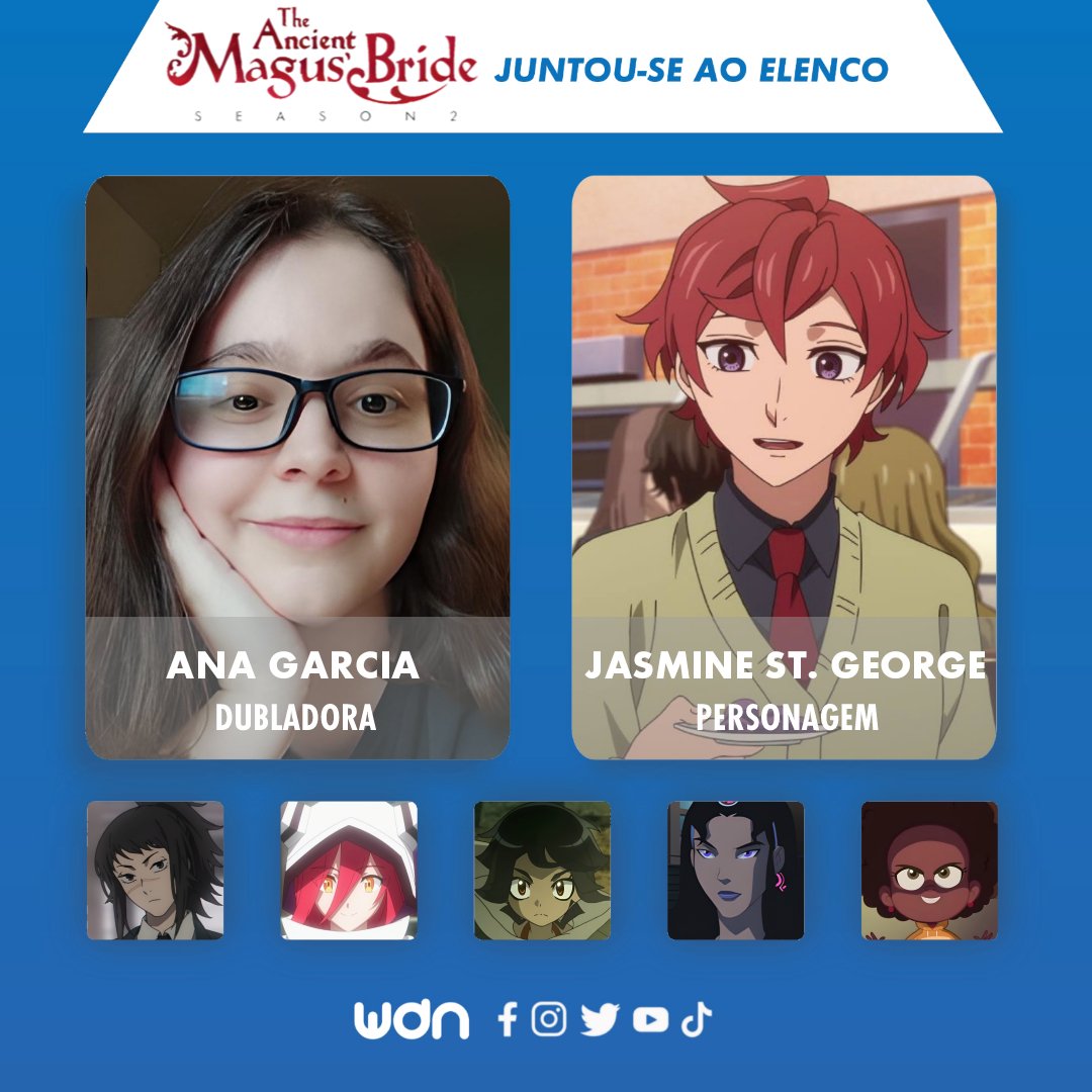 WDN - World Dubbing News on X: 🪄 Novos dubladores juntam-se ao elenco de 'The  Ancient Magus Bride S2' • Ana Garcia como Jasmine St. George • Júlia  Freitas como April Atwood