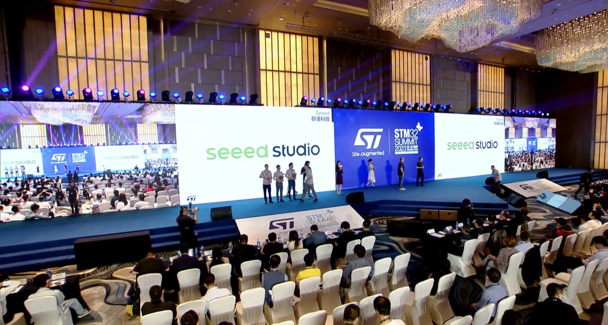 seeedstudio's tweet image. We are thrilled to announce that we got the Partner Award from @ST_World at #STM32Summit! The Summit is a premier annual event to showcase leading-edge products and solutions. We&apos;ll keep working with @ST_World to create more #AI devices for our community. bit.ly/3nV83Du