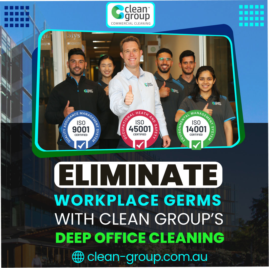 Create a healthy and productive work environment with Clean Group's office cleaning services.

 Call us today at ☎️ 1300 141 946 or visit our website 🌐 clean-group.com.au/office-cleanin… to learn more!

#OfficeCleaning #CleanGroup #SpecializedCleaning #HealthyWorkplace #Professional