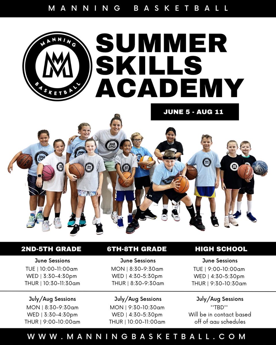 Let’s get after it this summer!!! 

More info/registration: manningbasketball.com/skills-academy/