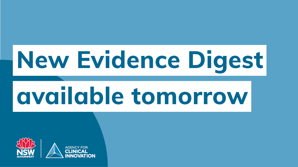Sign up today and get the new weekly Evidence Digest in your inbox from tomorrow: bit.ly/3BeF6VR

Tap into the latest evidence on the role of smartwatches for chronic disease management, behaviour change and digital tools.

 #NSWHealthCIU #ACIShare #EvidenceDigest