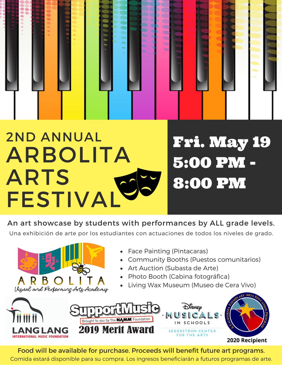 Can't wait to see all the wonderful things Arbolita students have created. Join us Friday, May 19th! Sing along to our Disney inspired performances, art auction, face painting, chalk art, food, community resoruces and more!!🪄🎨 @LHSchools #lhcsd @movemoreathlthy @LaHabraFRC