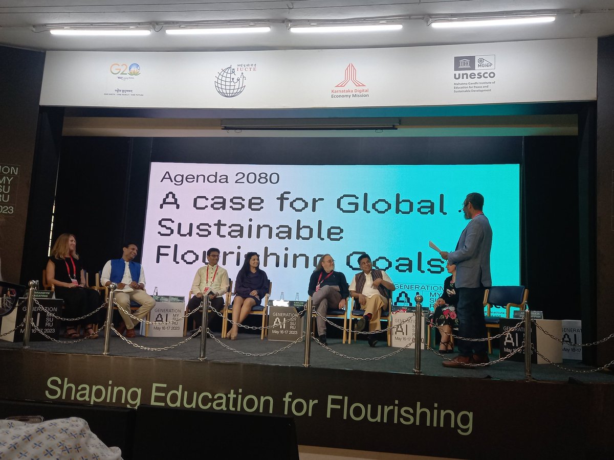 Sustainable Development Goals vs Sustainable Flourishing Goals. What's the difference? How does Tech/AI come to play here? This and more are the ongoing discussion at this session @UNESCO_MGIEP #GenerationAI conference. It's not just about surviving but thriving.