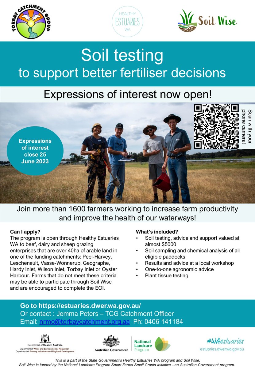Healthy Estuaries soil testing expressions of interest are now open!
#WAestuaries - mailchi.mp/a1b333e7289f/s…