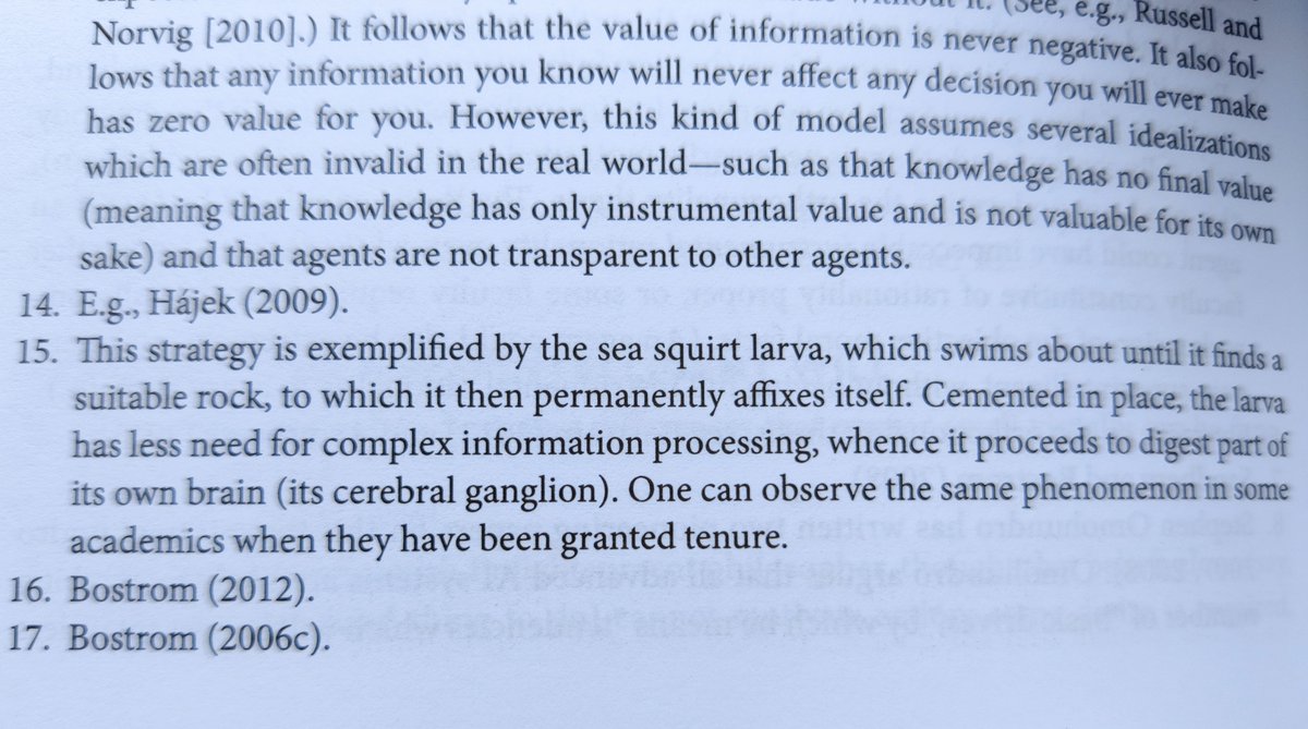 I'm not sure if this is the original source of this joke, but I nevertheless appreciated spotting it as footnote 15 in a chapter of Bostrom's (2014) "Superintelligence". #ai #tenure