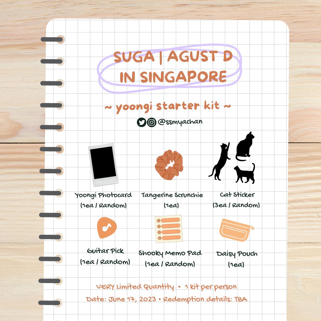 daeunnui's tweet photo. [HELP RT] SUGA | AGUST D in SG 🔥
Fan support by: @ssmyachan 

🍊Yoongi Starter Pack 🐱

♡ More details on how to claim and photo of the kit itself will be uploaded on this thread

#SUGA_AgustD_TOURINSINGAPORE #D_DAY_TOUR_SINGAPORE 
#AgustD_SUGA_Tour_in_Singapore https://t.co/inR9SJIFvo