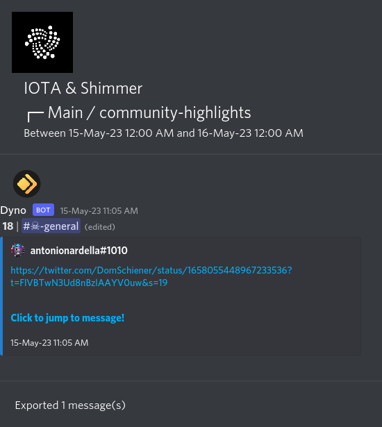 IOTAXTeams's tweet photo. 1/
#IOTA and #Shimmer Discord #community highlights.
🌐 Learn more and join the discussion https://t.co/USN5qQtgEN. https://t.co/8LlYhpZFOt