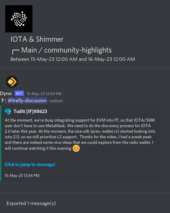 IOTAXTeams's tweet photo. 1/
#IOTA and #Shimmer Discord #community highlights.
🌐 Learn more and join the discussion https://t.co/USN5qQtgEN. https://t.co/8LlYhpZFOt