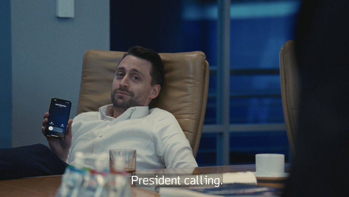 SuccessionNo's tweet photo. "Yo, Hocus-POTUS. Sitting in the POTUS position, what's up?"  #Succession https://t.co/vHVBi9qn9V