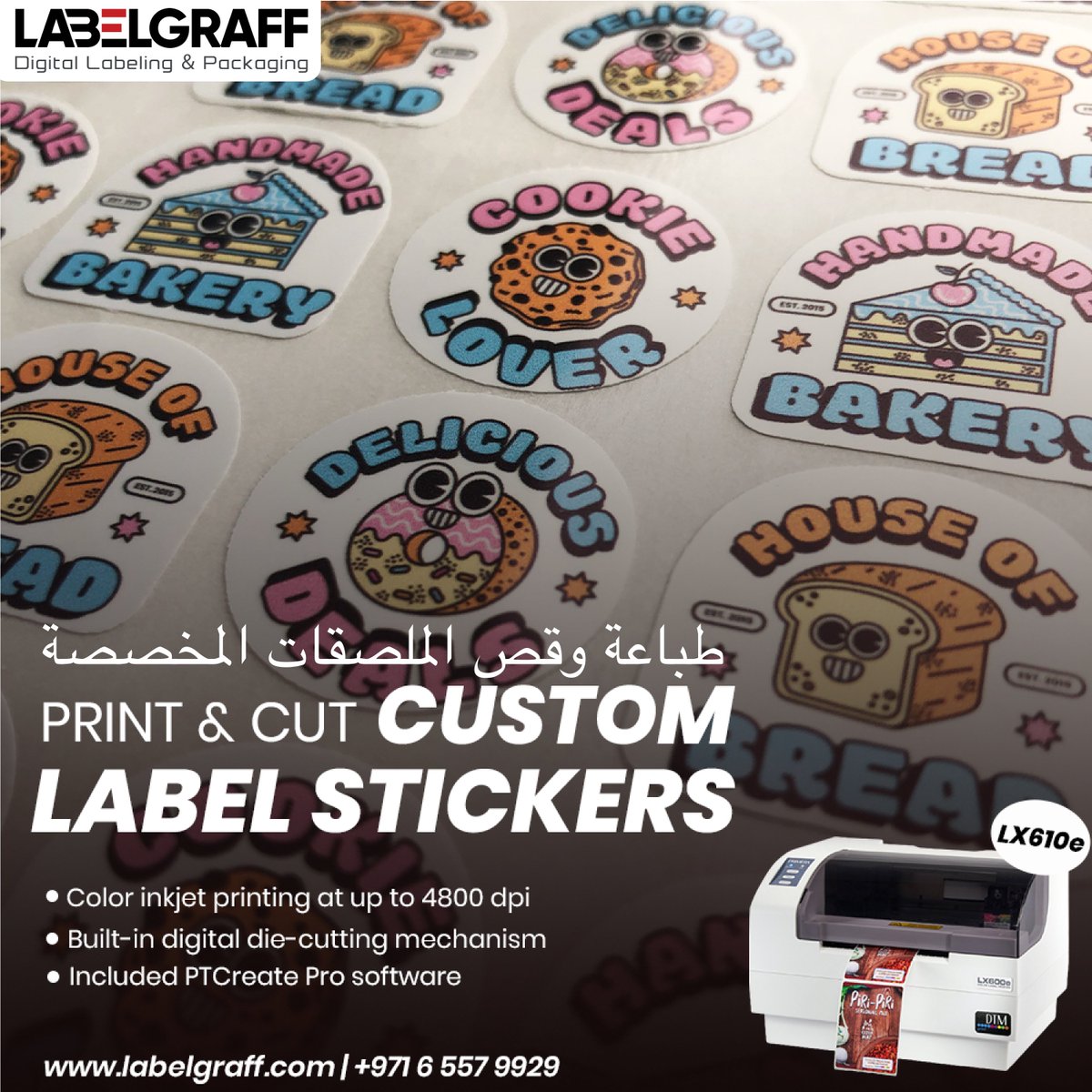 labelgraffme's tweet photo. Effortlessly create Custom Labels with Precision and Speed with LX610e. It can cut any size or shape precisely and has the best print quality! 
#labelgraff #printandcutmachine #customprint #customlabel #smallprinter #printerinuae #labelmachine #bakerylabel #personalizedlabel https://t.co/07P6qrdkyi