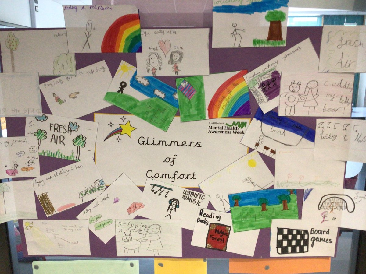 Inspired by an activity from ⁦<a href="/LearnfulwithJo/">Jo Bradley</a>⁩ the children have explored glimmers of comfort. Things they can do to offer them comfort when they are feeling worried or anxious. ⁦<a href="/kestrelmead/">Kestrel Mead Primary Academy</a>⁩ #MentalHealthAwarenessWeek
