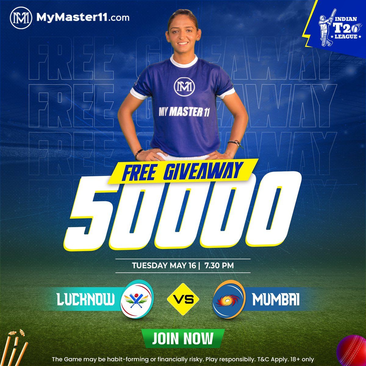 Get Ready For Rs 50,000 Giveaway 😎🤑
Join 100% Bonus contest

Mumbai 🆚 Lucknow 
16th May 7:30 PM 
.
Sath hi IT20 League 2023 ke ₹1 Crore ke Leaderboard me bhi kariye apni Master Entry!! 🥰🔥

MyMaster11 App Link 
mymaster11.com/?invite_code=M…
.
#topfantasyapp #ipl2023 
#mymaster11