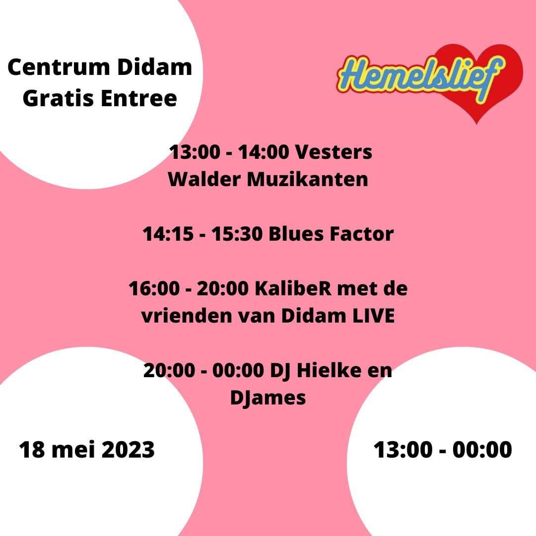 💖 Hemelvaartsdag in Didam: Het HemelsLief Festival.

Entree: Gratis! 💖