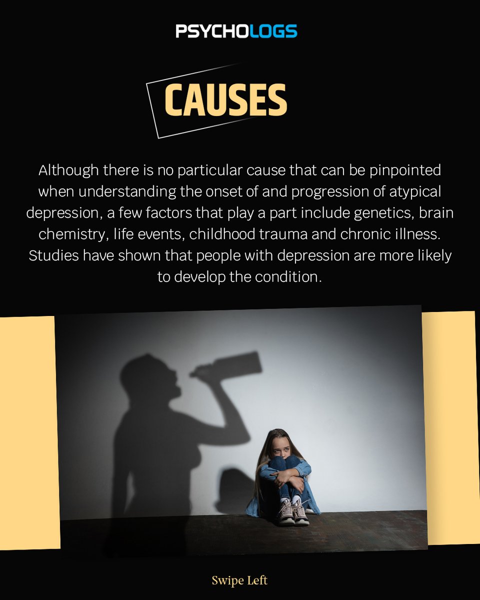 PsychologsIndia's tweet photo. Atypical Depression is a type of depression wherein individuals tend to feel positive emotions when something positive happens in their surroundings which shows the fluctuation in moods that is absent in other kinds of depression.
#atypicaldepression #chronicillness #MDD https://t.co/2dA5WA9M4u