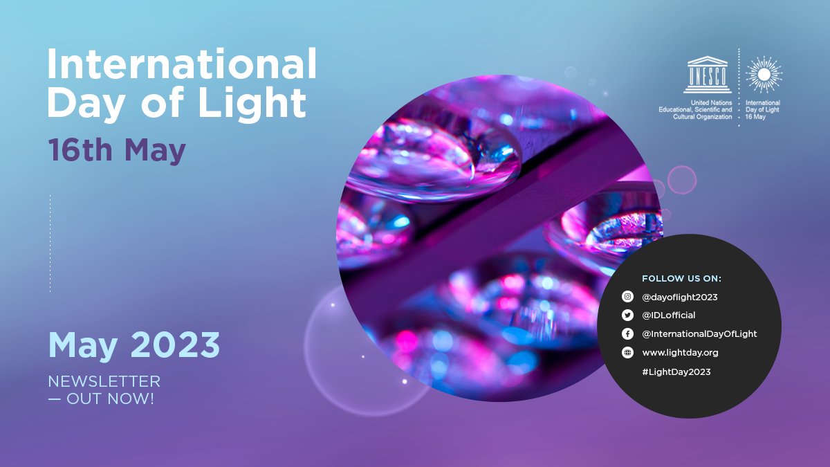 💡📣#LightDay2023  #Giveaway 2⃣
May 16 International Day of Light 2023 Newsletter is here featuring incredible events worldwide and a special message from the <a href="/UNESCO/">UNESCO 🏛️ #Education #Sciences #Culture 🇺🇳</a> Director-General, Audrey Azoulay and a lot more!
Happy International Day of Light 🤩
🗞️mailchi.mp/6bf33b2ce526/i…