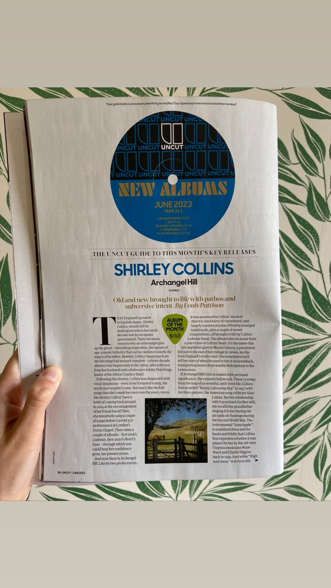 shirleyeCollins's tweet photo. Archangel Hill is @uncutmagazine ‘s Album Of The Month https://t.co/I4pXgkLs1r