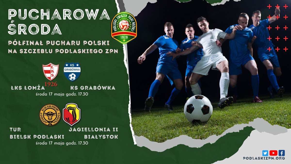Przed nami arcyciekawa pucharowa środa. Dwa półfinały zaplanowano na godz. 17.30

 ŁKS 1926 Łomża - KS Grabówka
 Tur Bielsk Podlaski - Jagiellonia II Białystok