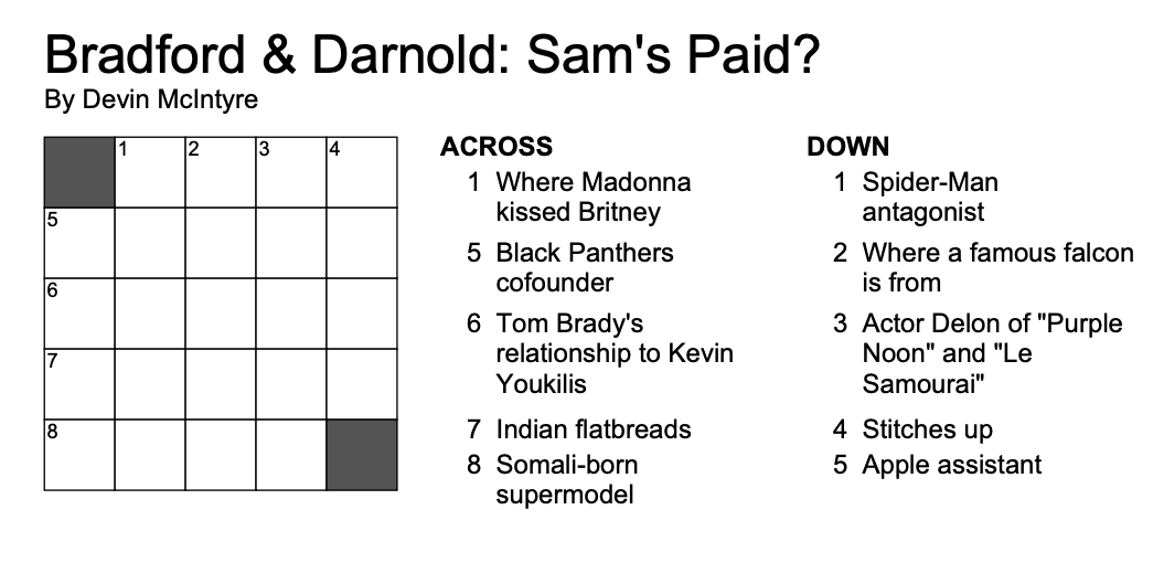 Griddy time! The daily NFL crossword you know and love.

Serving some Jean-Pierre Melville facts, as requested by @TylerStrong95 (3D) &amp; some always pertinent Tom Brady facts (6A)

Solve here! 👇
crosshare.org/crosswords/7p3…
