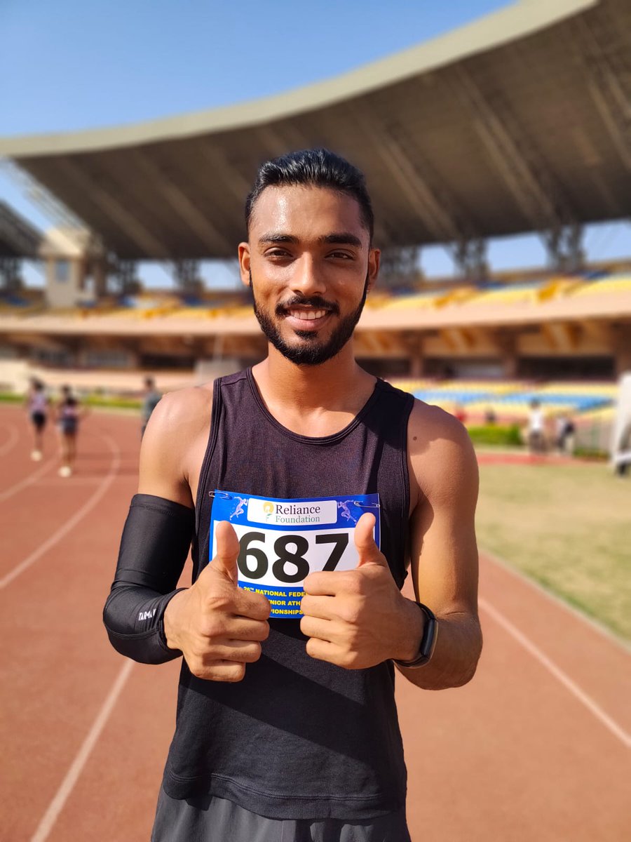 afiindia's tweet photo. New Meet Record
Tejas Ashok Shirse is elated to have erased men's 110m hurdles Fed Cup meet record in Ranchi today. He clocked 13.61 secs to improve previous record of 13.65 secs set in 2012 by Siddhanth Thingalaya in Patiala. https://t.co/x1x7hXkurt