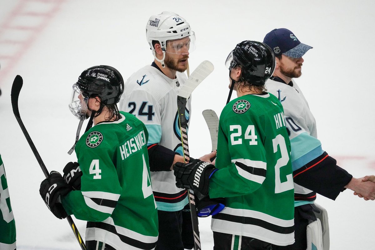 SeattleKraken's tweet photo. Congratulations, @DallasStars.

Nothing but respect 🤝 https://t.co/aPUQktI3fm